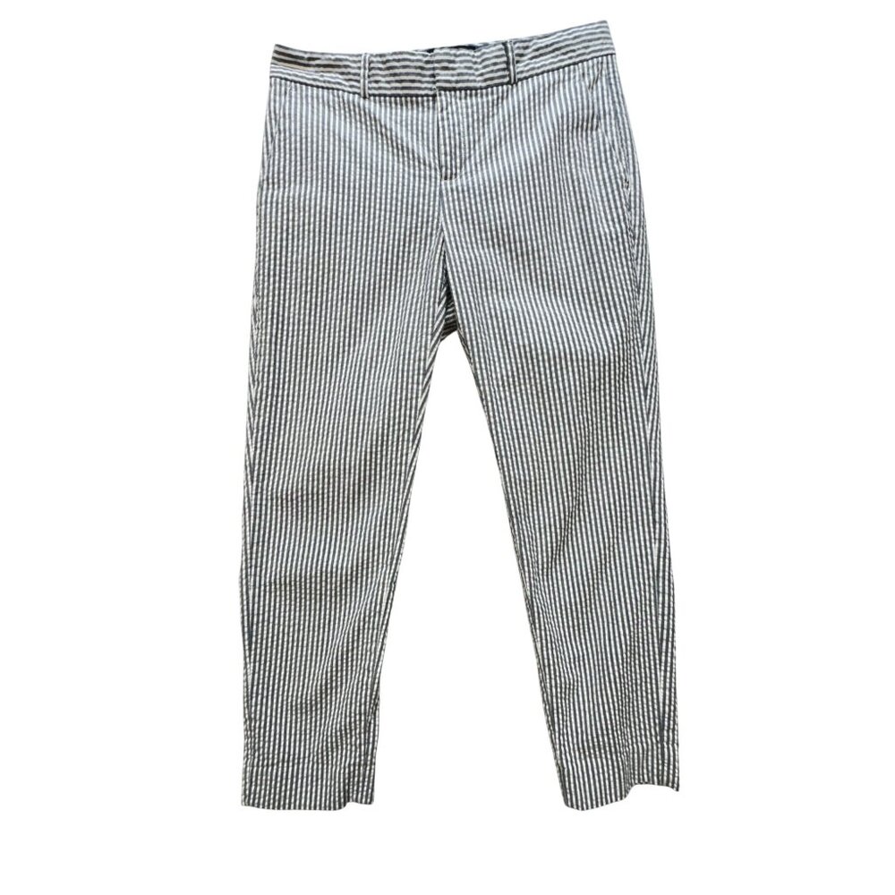 Banana Republic Womens Hampton Straight Pants Sz 2 Blue White Pinstripe Workwear